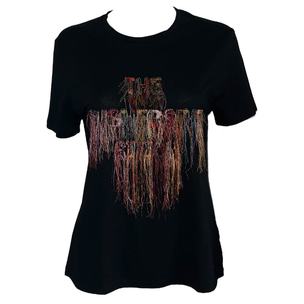 L Christian Dior Black The Subversive Stitch 2019 Embroidered Fringe T-Shirt Top - Picture 8 of 13